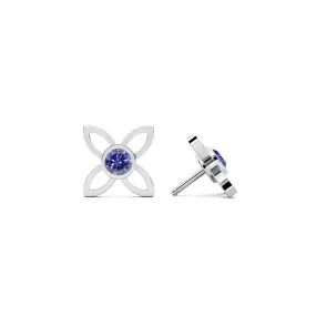 14k White Gold 0.15ct ttw Tanzanite Flower Studs