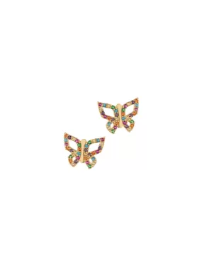 18K Gold Rainbow Butterfly Stud Earrings