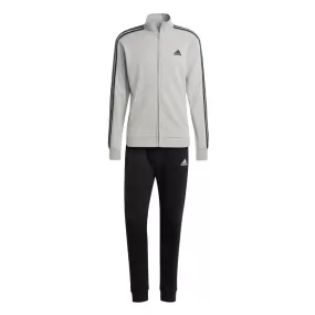 Adidas Men's Basic 3-Stripes Frecnh Terry Brushed Cotton Tracksuit IC6748 grey-black