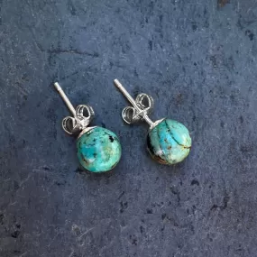 African Turquoise gemstone stud earrings