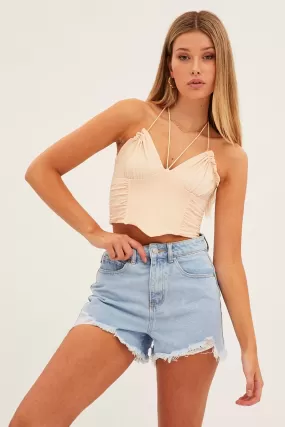 Beige Corset Style Crop Top