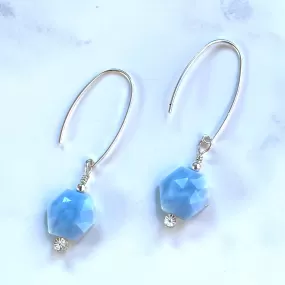 Blue Opal gemstone marquiee style Earrings with Sterling Silver