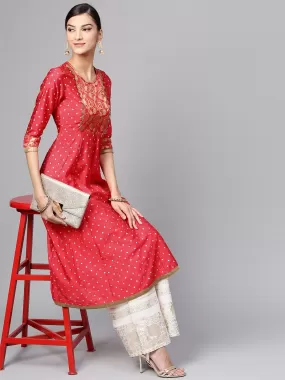 Brocade Yoke Flared Kurta