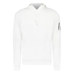 CP COMPANY WHITE LIGHT FLEECE HOODIE