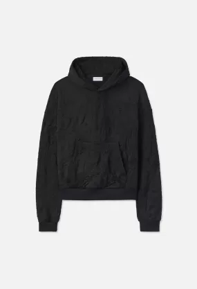 Crinkled Terry Hoodie / Black