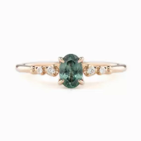 Estel Luxe Ring 0.60ct Blue Green Montana Sapphire, 14k Rose Gold