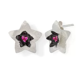 Handmade Silver Stud Earrings Hoya Flowers