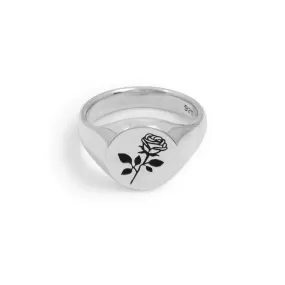 Rose Signet Ring in 14K Yellow Gold