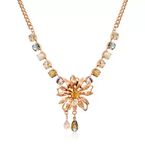 Stunning Rose Gold Abalone Gemstone Flower Necklace by AMARO