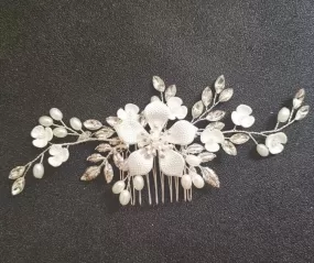 Swarovski Crystals, Pearls, Rhinestones Floral Bridal Hair piece, Bridal Hair Accessories, Wedding Hair Accessory, Bridal Hair Comb.