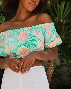 The Hawaii - Linen Off-the-Shoulder Crop Top